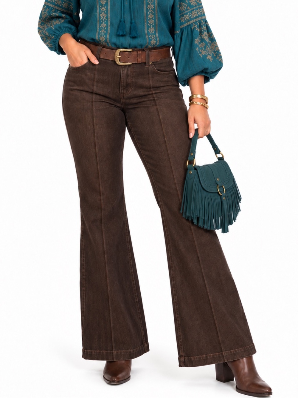 Rich & Skinny Brown Flare Y2K Jeans SZ 30